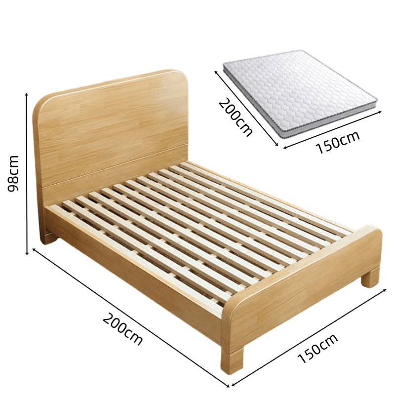 鑫木樽实木床+床垫1500*2000*980mm套高清大图