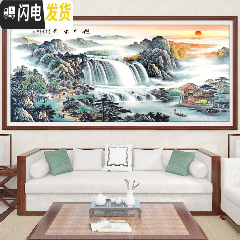 三维工匠旭日东升钻石画2019新款风景山水画满钻十字绣钻石 [满钻版]含炫彩AB钻150×70厘米[钻量多30-送9钻高清大图