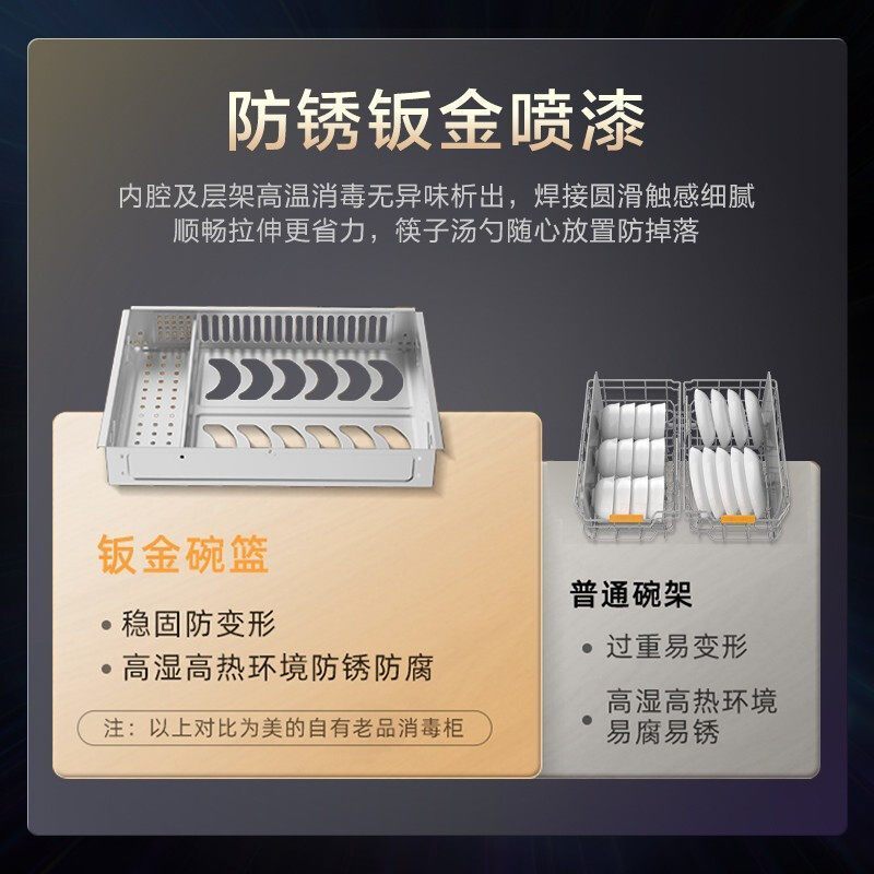 美的消毒柜MXV-ZLD90Q55家用嵌入式厨房碗柜碗筷消毒烘干机小型智能家电专业二星级消毒智能联网远程控制