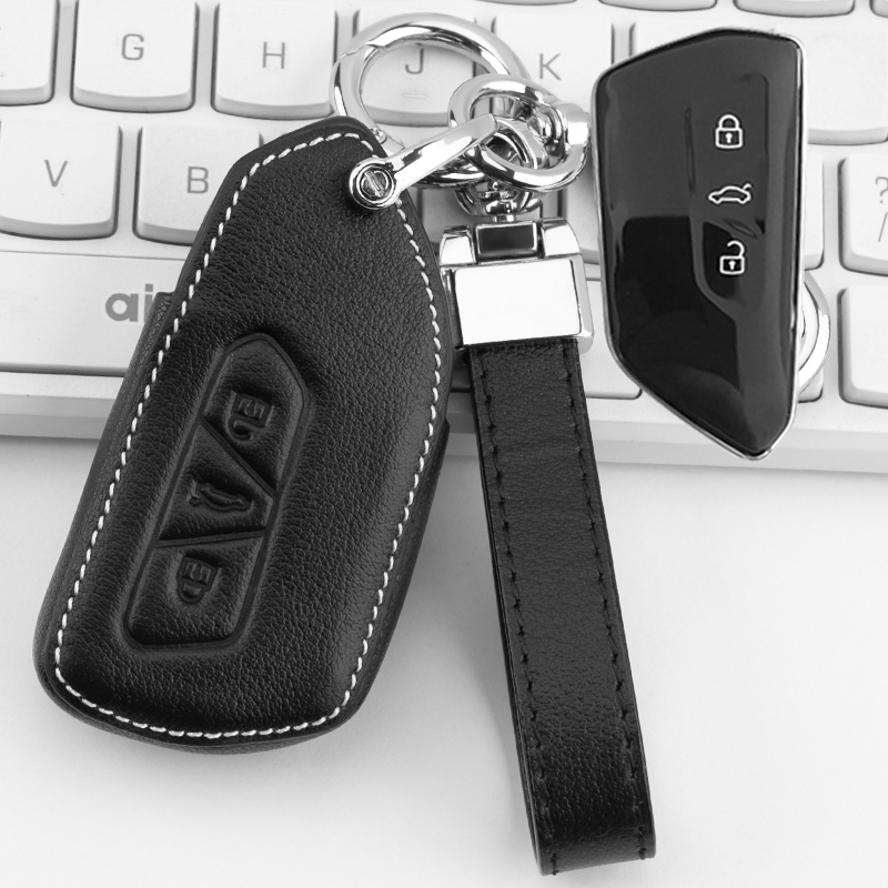 【补贴10%】适用于斯柯达明锐昕锐昕动速派昊锐柯迪亚克汽车钥匙包套壳扣 J款白线皮绳8字扣款（明锐22款PR
