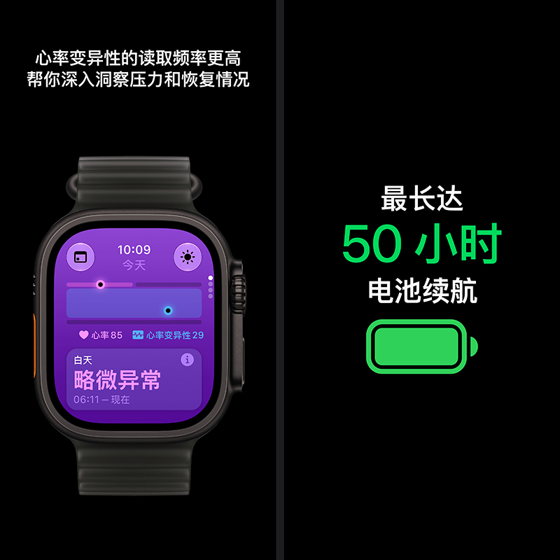 Apple Watch Ultra 4 蜂窝 49 毫米黑色钛金属表壳 勃艮第酒红色野径回环式表带-S/M高清大图