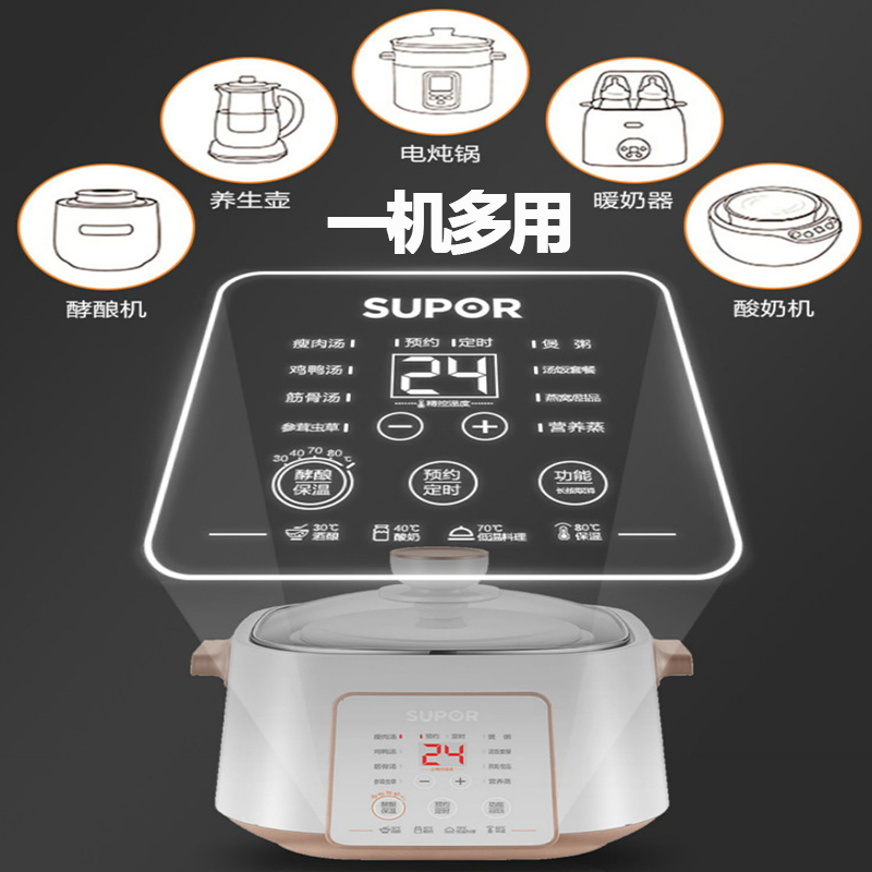 苏泊尔 (SUPOR) 电炖锅大容量 隔水炖电炖锅燕窝隔水电炖盅全自动家用多功能陶瓷BB煲汤锅煮粥锅 DZ25YC828