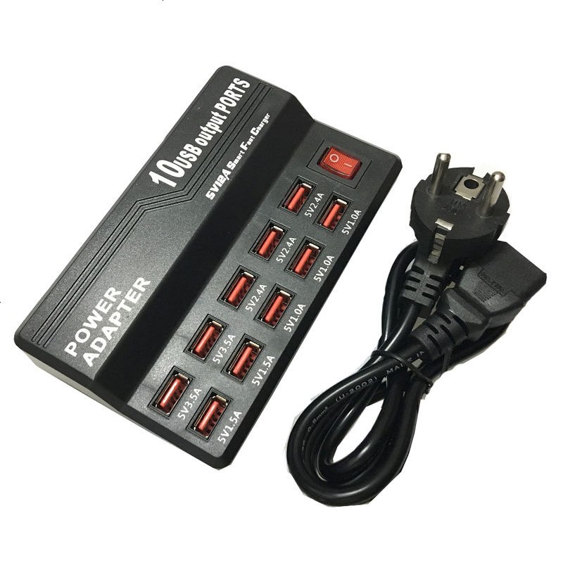智能多USB充电器排插 5V12通用快充头10/12充电器智能插座