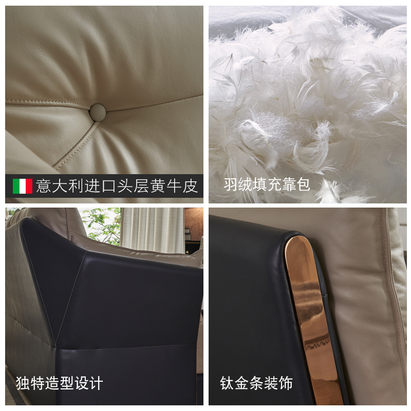 恒享家 床 简约现代真皮羽绒软床头层牛皮北欧卧室双人床1.8轻奢主卧婚床 PC016
