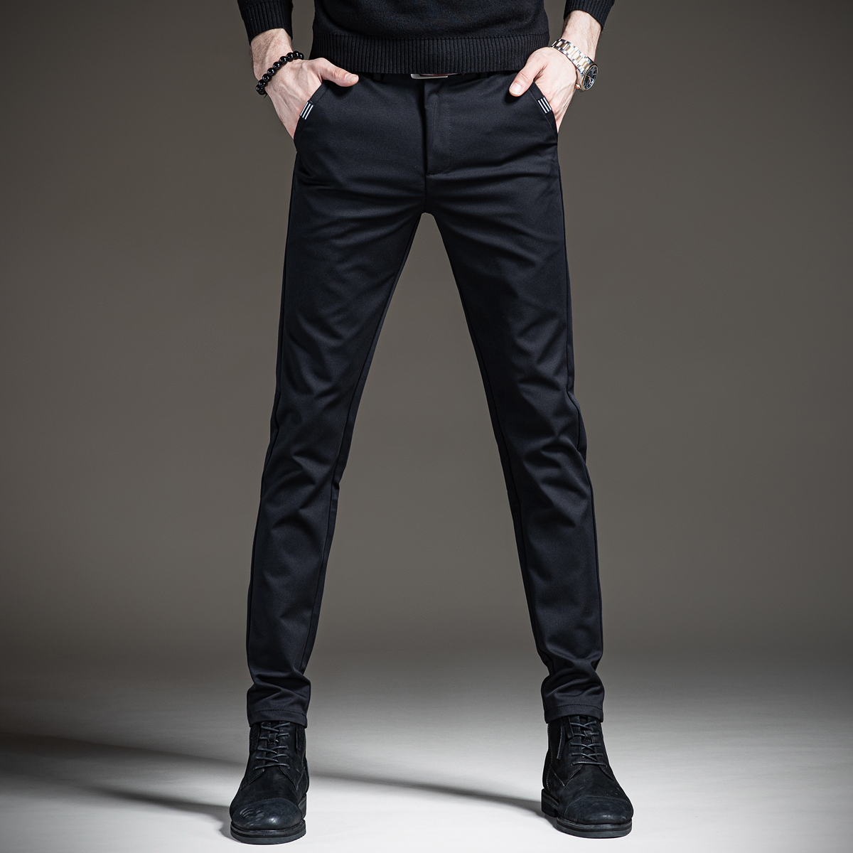 新款商务西裤男修身小脚休闲裤男韩版潮流百搭上班裤子男休闲裤参数