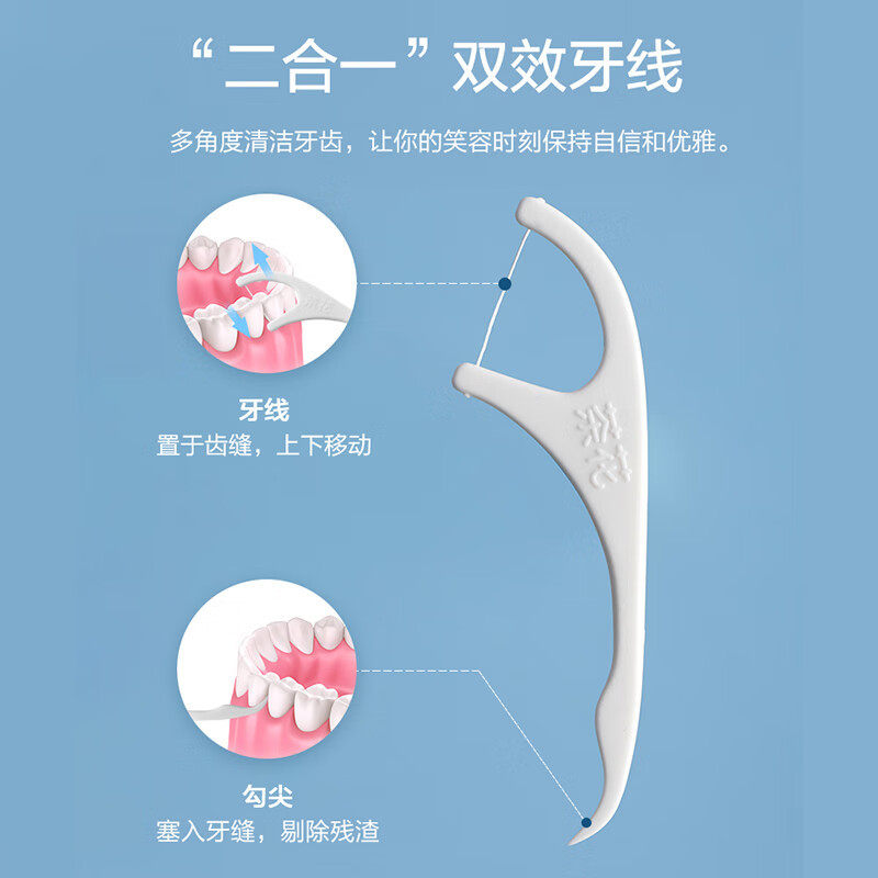 茶花 314003牙线棒独立包装50支细滑圆线清洁齿缝护齿便捷护理牙签*高清大图