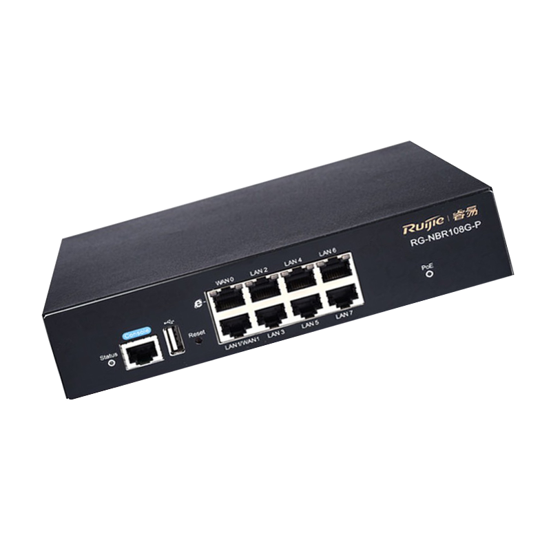 睿易 锐捷(Ruijie)网关路由器RG-NBR108G-P 千兆8口多合一POE网关AC路由器 黑色