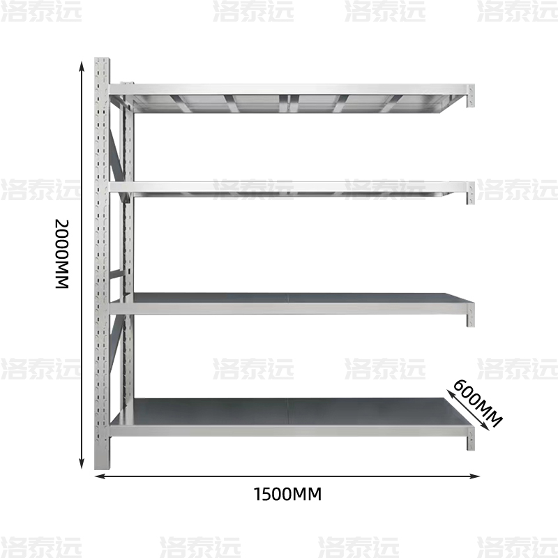 洛泰远 不锈钢货架201材质四层仓储货架 150*60*200cm/300kg副架高清大图