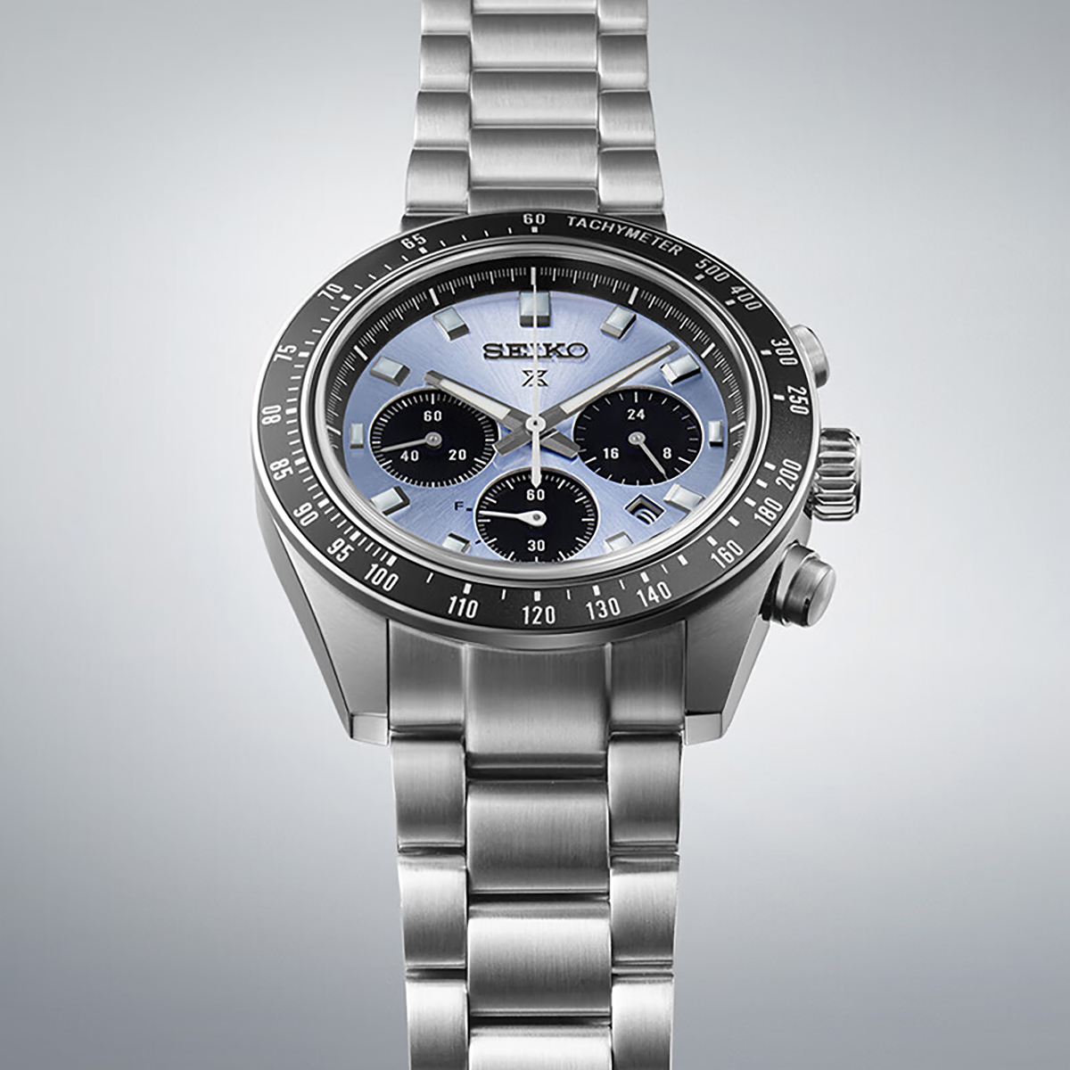 SEIKO精工新款上市三眼计时熊猫系列太阳能夜光防水男士石英表高清大图