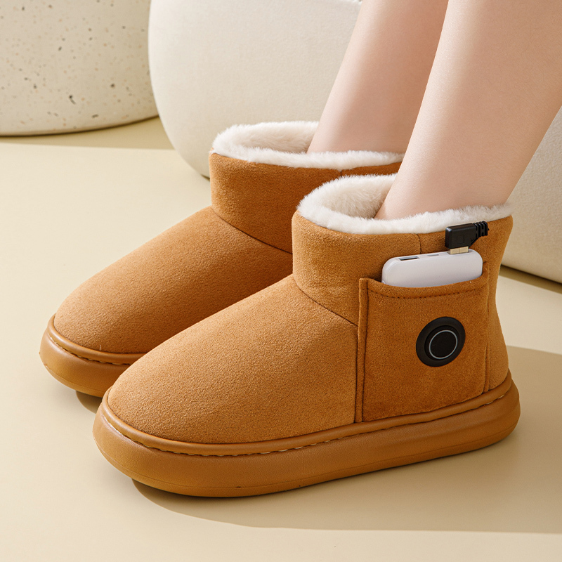 梵尼洛 智能充电保暖靴子女式电暖鞋 卡其色 yt-888