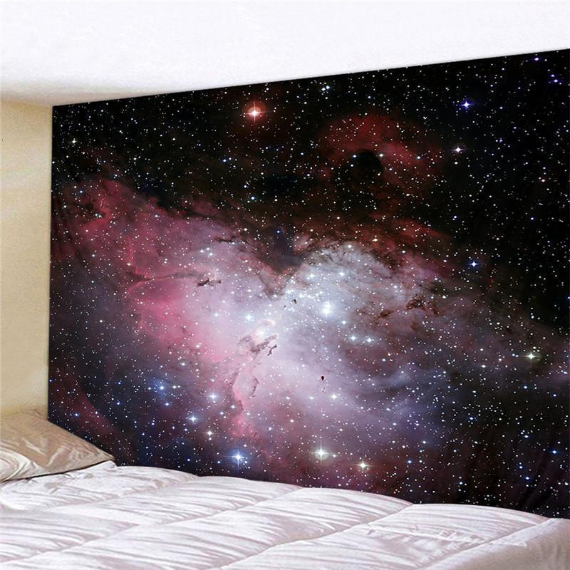 超大挂布墙壁装饰挂毯床头卧室背景布森林星空壁画北欧免打孔 图六 加大180高*230宽厘米横款_88