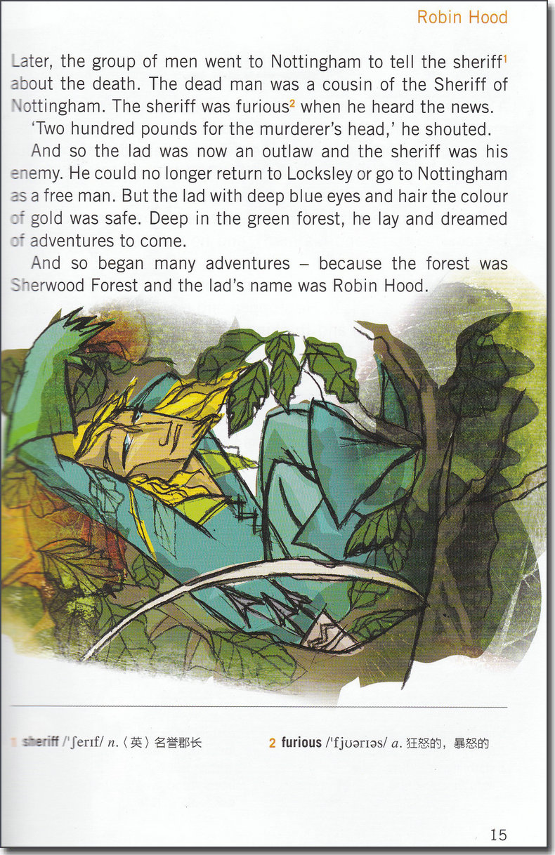 [正版]罗宾汉 黑布林英语阅读初二年级第15册全彩内页中学生英语学习课外分级阅读拓展书籍英语学习辅导书上海外语教育出高清大图