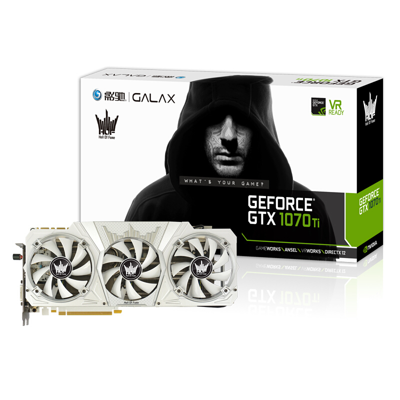影驰(Galaxy)GeForce GTX 1070Ti 名人堂8GHz 8G/256Bit D5 PCI-E 吃鸡显卡