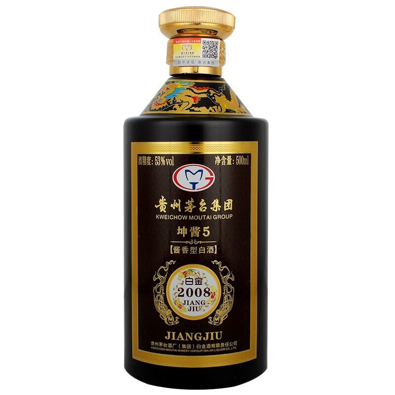 贵州茅台集团 白金酒2008 坤酱5 53度 500ml 单瓶装 酱香型 白酒