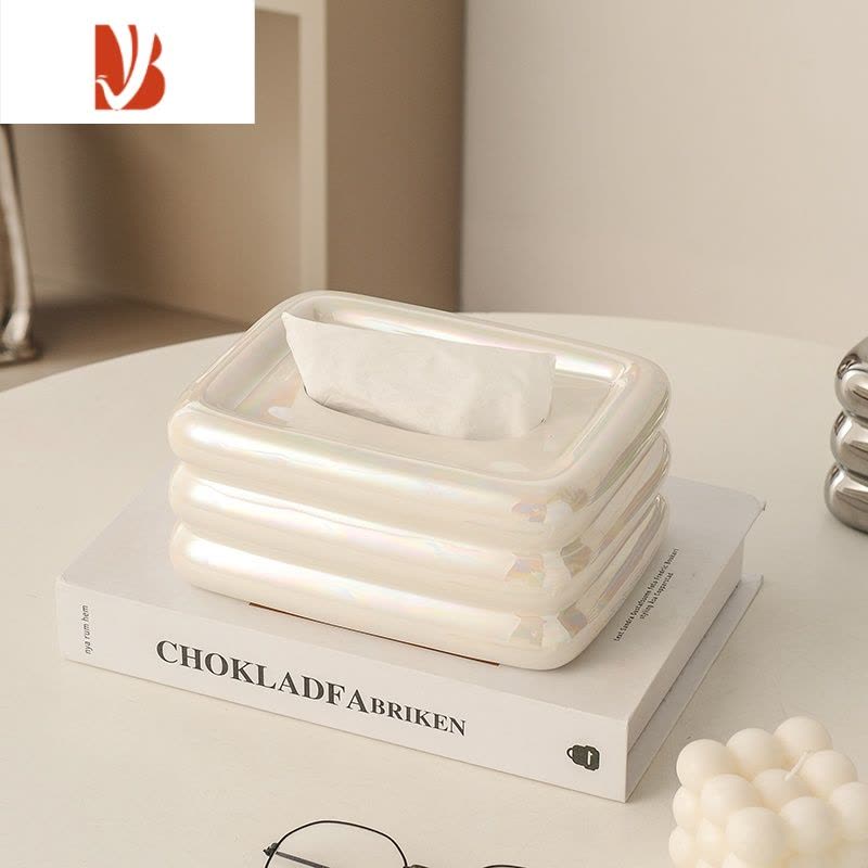 三维工匠纸巾盒装抽纸客厅茶几餐桌桌面纸抽盒现代简约网红棉花糖装饰摆件 1节节高纸巾盒(珍珠白)图片