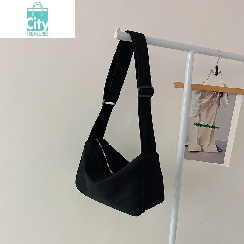 日系运动休闲通勤斜挎包女2024新款大容量帆布包学生上课单肩挎包