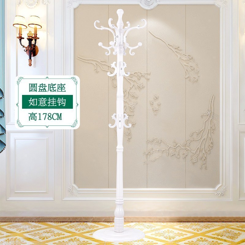 汐岩衣架落地卧室家用挂衣服架子立式大衣架简易单杆式宿舍实木衣帽架 圆盘-白象-601大