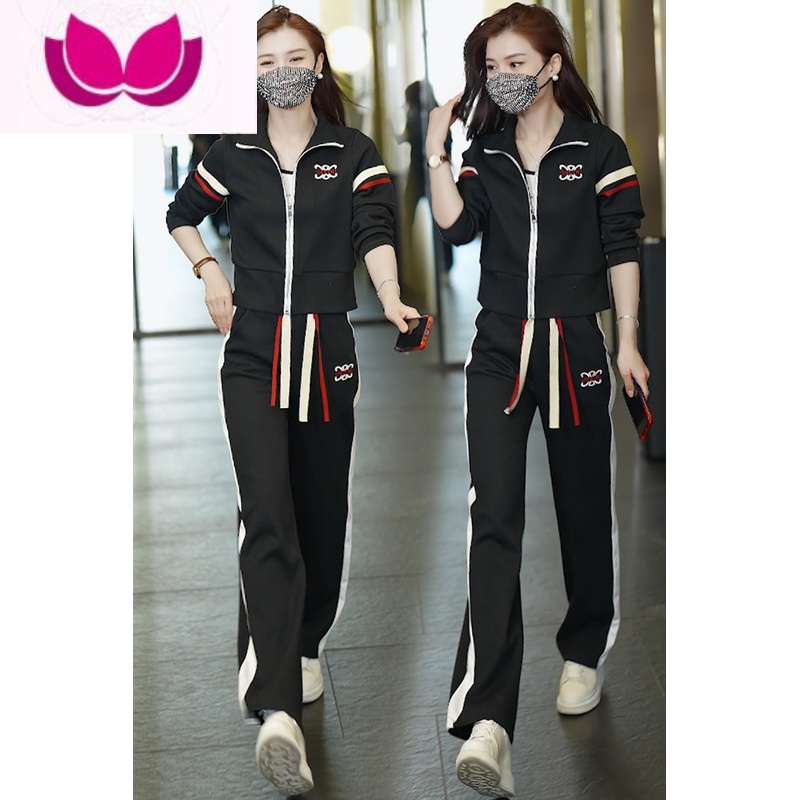 七斓早春休闲运动套装女宽松显瘦2023新款减龄气质卫衣阔腿卫裤套高清大图