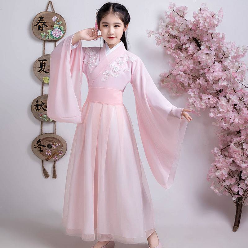 La MaxZa六一古装儿童女古筝演出服女汉服女童古装扶摇仙女装中国风古代衣 