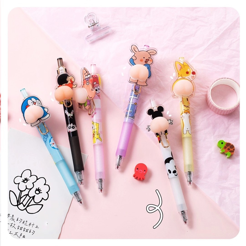 如华福禄减压屁屁笔按动中性笔高颜值女孩可爱超萌创意解压捏捏屁股