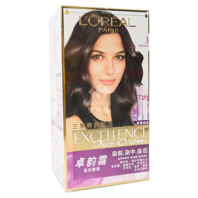 欧莱雅(LOREAL)卓韵霜特润双膏染发霜 #5.7亚麻浅棕色 48g*2+12ml+60ml