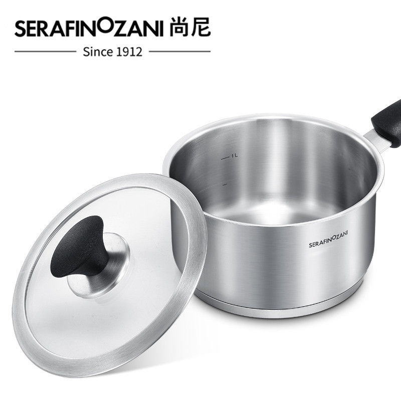 SERAFINOZANI尚尼芬兰系列304不锈钢奶锅 炖锅小汤锅16cm 三层复合加厚 泡面热奶锅宝宝辅食锅电磁炉通用锅