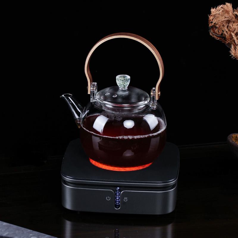 耐热玻璃煮茶器家用蒸茶器大号泡茶壶电陶炉用玻璃烧水壶|蒸煮两用玻璃提梁壶+猫眼电陶炉