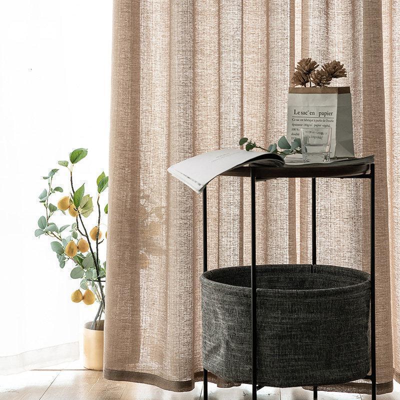 美帮汇小沙帘窗帘免打孔安装遮光魔术粘贴式纱帘自粘透光不透人白纱飘窗 粗麻纱--咖色 平铺宽1.2x高1.2--1片魔术贴