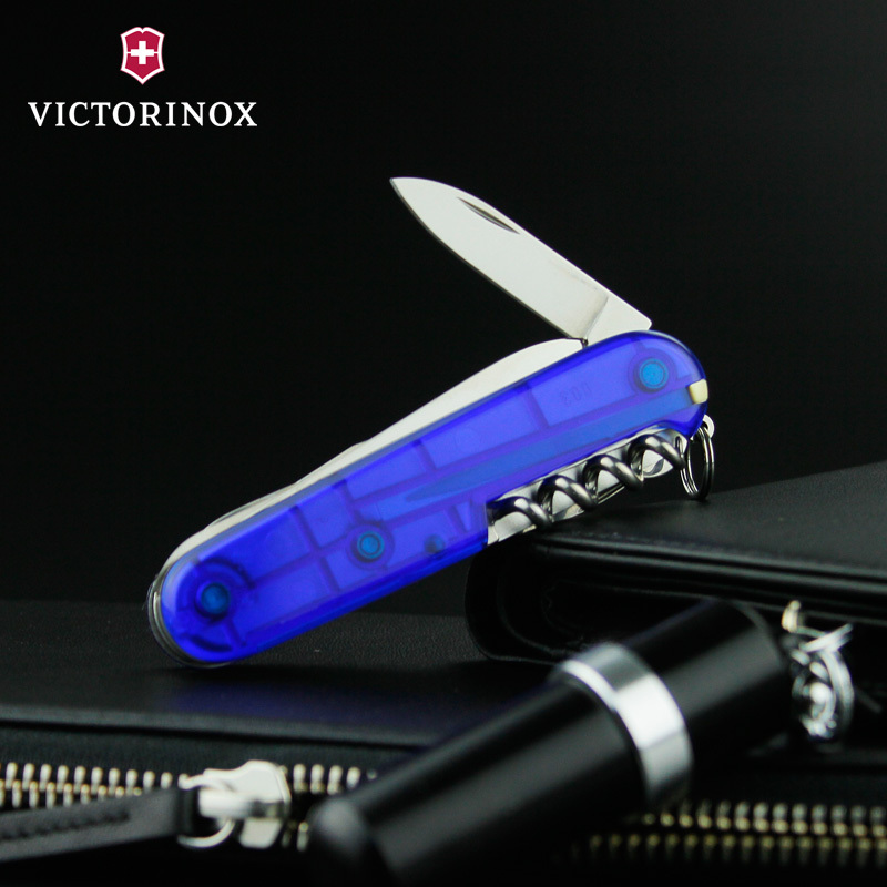 Victorinox维氏瑞士军刀 原装进口91MM 蓝透明猎人 1.3713.T2 不锈钢多功能刀瑞士刀专柜正版