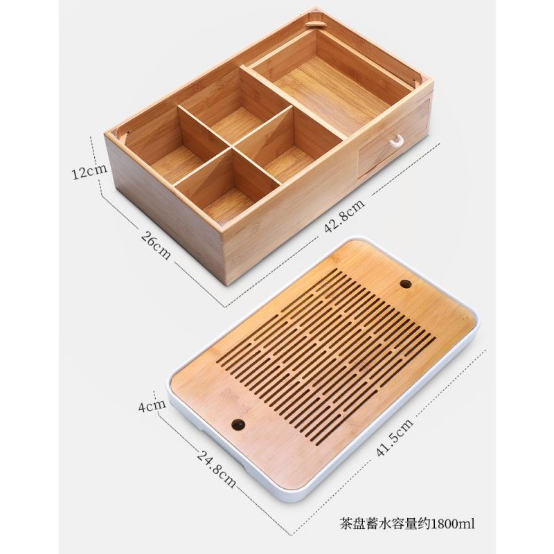 家柏饰(CORATED)茶盘茶点盒日式干泡茶台家用简约储水茶托竹制多功能收纳盒高清大图