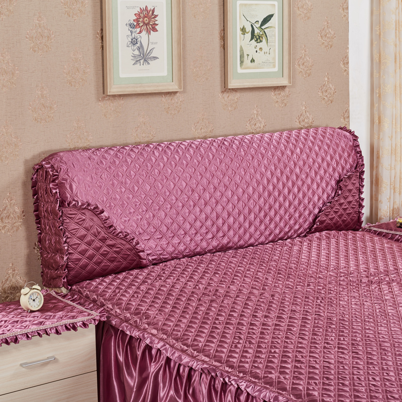 2m欧式软夹棉防滑|带心紫色 1米8床头罩