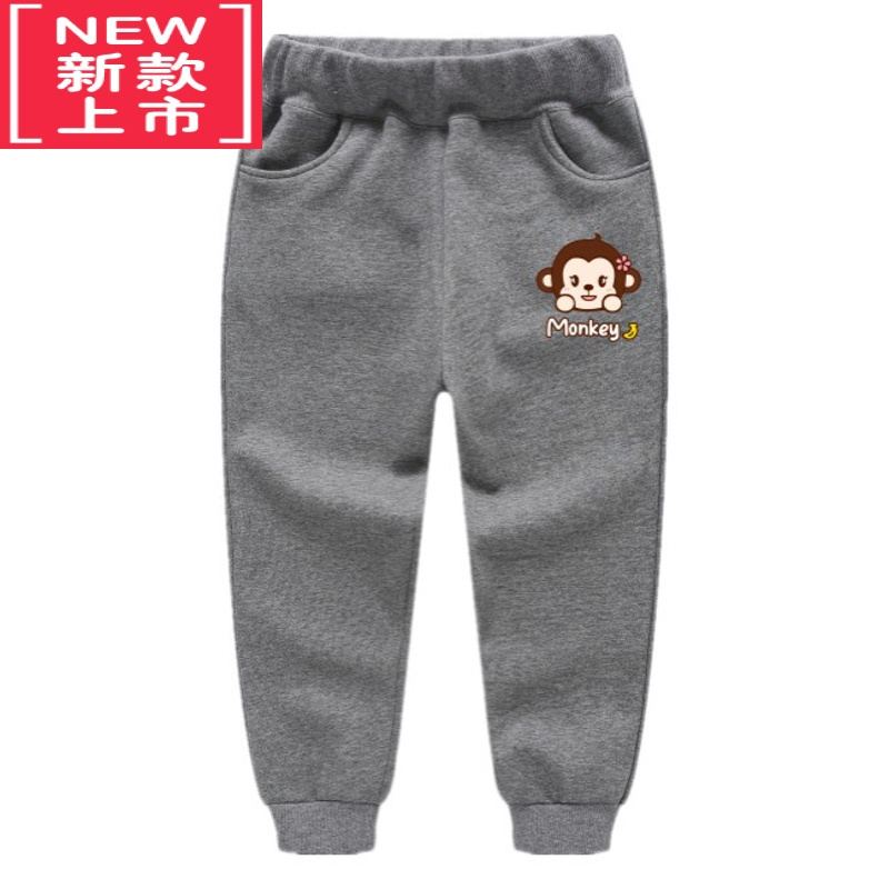 可莉允男童加绒加厚裤子春装2022新款儿童运动裤韩版潮小童保暖卡通3岁6保暖裤