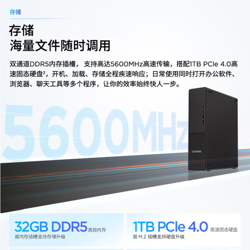 联想(Lenovo)扬天M4000q 台式电脑主机(Ultra5 225 32G DDR5 1TB Office Win11)商用办公学习高清大图