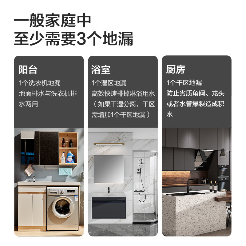 九牧(JOMOO)铜合金银色淋浴湿区地漏密封防臭大排量地漏92449-1B-1