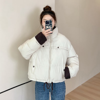 2024年新款羽绒棉服女冬季韩版宽松棉衣休闲慵懒风灯芯绒拼接外套 M 白色