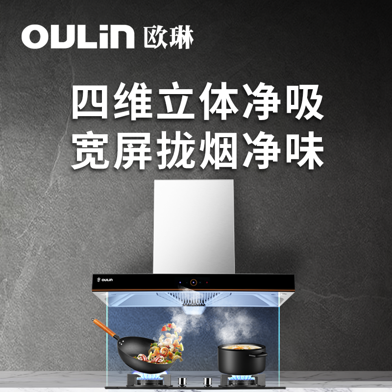 欧琳(OULIN)油烟机 顶吸式不沾油 家用壁挂式脱排抽油烟机 22立方大吸力宽频拢烟抽油烟机A3N高清大图