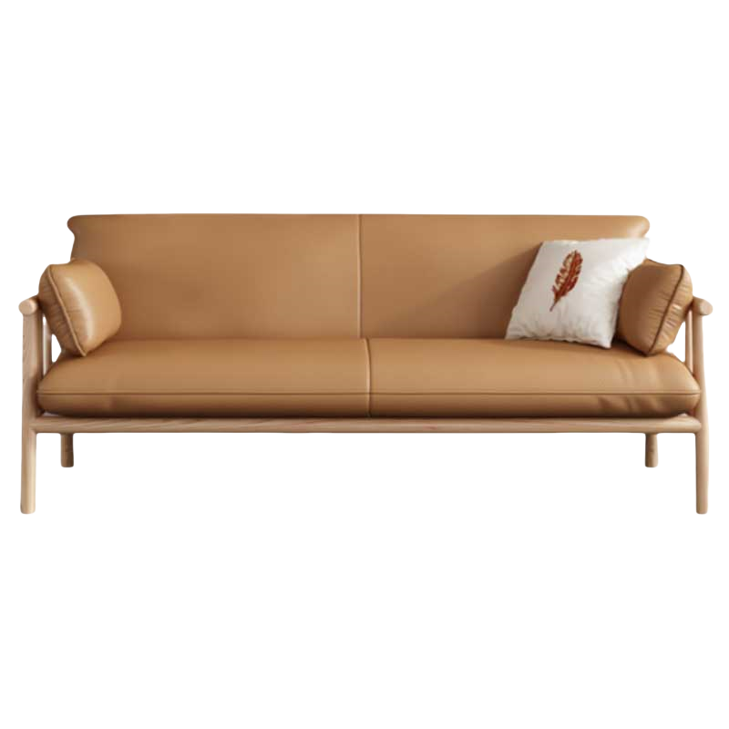 铭思达实木皮艺沙发双人位张高清大图