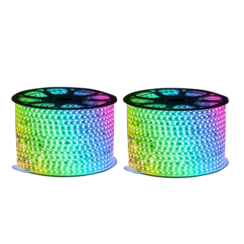 三棵松 LED5050彩色灯带 软性高低压七彩带遥控KTV家装防水灯条 50米1卷 全铜RGB彩色