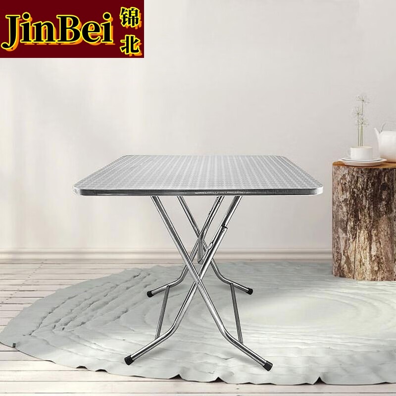 锦北不锈钢餐桌圆台烧烤夜宵大排档餐桌农村摆地摊圆形桌0.8米方台高清大图