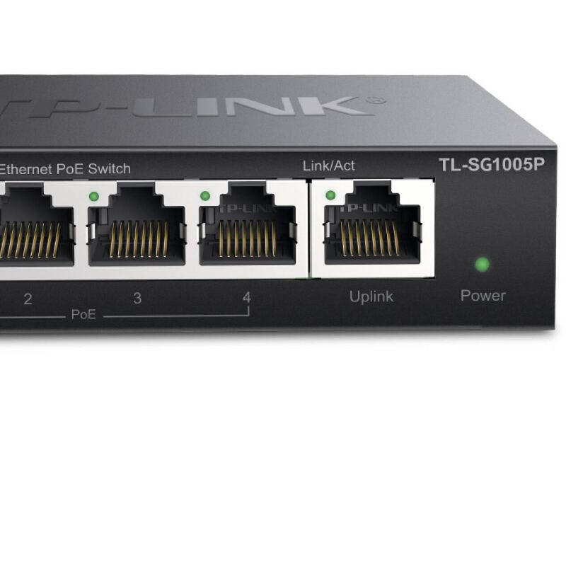 TP-LINK 5口千兆PoE交换机 4口PoE非网管交换机 监控网络网线分线器 交换器 TL-SG1005P DMS