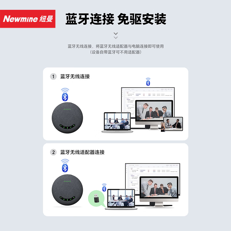 纽曼 NM-M01W 蓝牙桌面麦克风 小型视频会议 拾音半径3米 适用10-30平米会议室 灰黑色高清大图