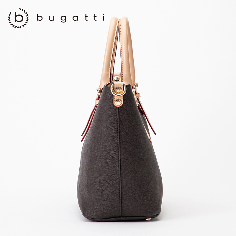 bugatti 德国轻奢品牌 女士简约斜跨手提包女时尚新款内胆水桶包欧美休闲女士包包大容量经典简约