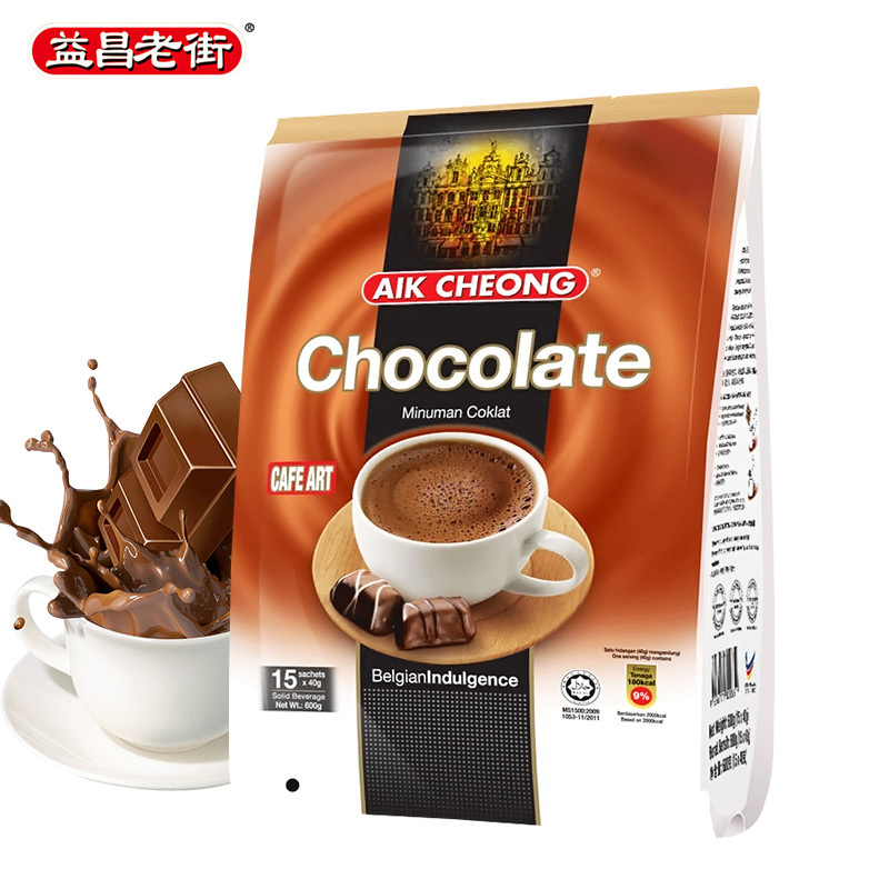 马来西亚进口AIK CHEONG益昌老街香浓巧克力粉早餐可可粉冲饮袋装600克烘焙原料