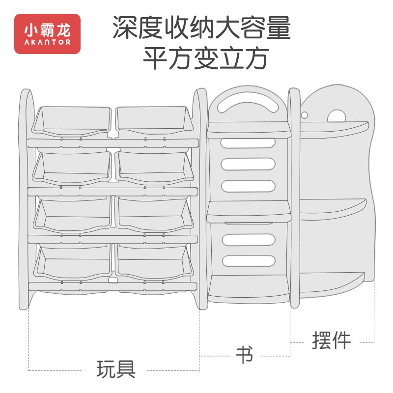 儿童玩具收纳架子储物柜置物架格子收纳柜绘本宝宝书架整理架收纳柜 三维工匠高清大图