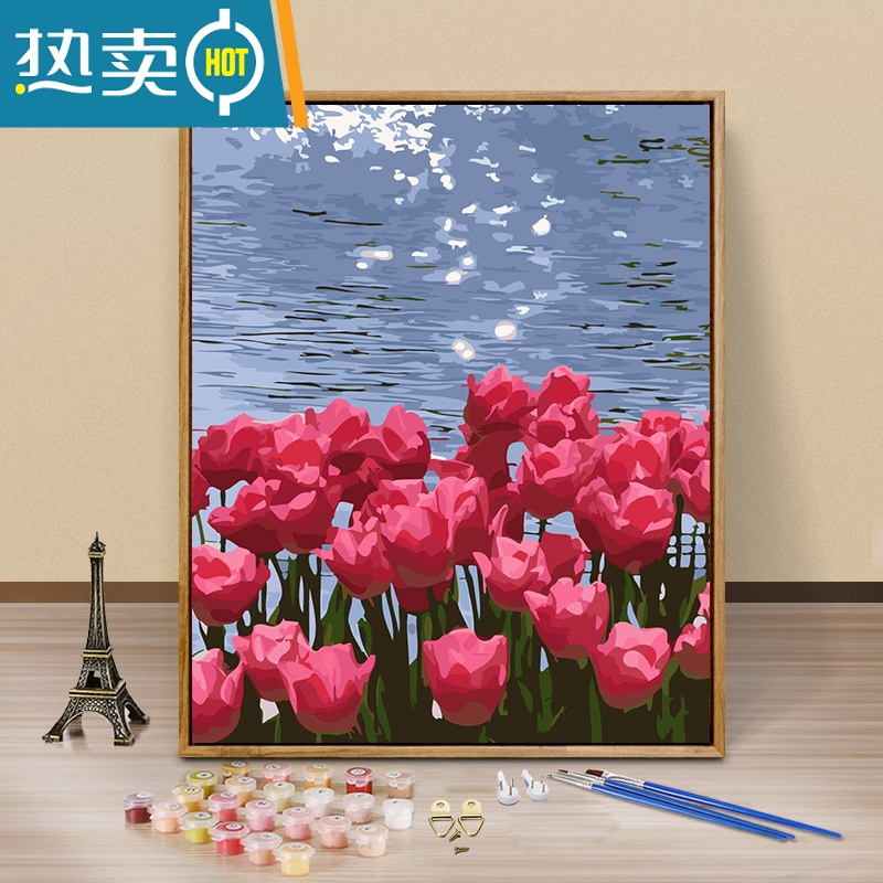 敬平diy数字油画简易手绘填色油彩画客厅风景卡通动漫花卉装饰画 窗前装饰画高清大图