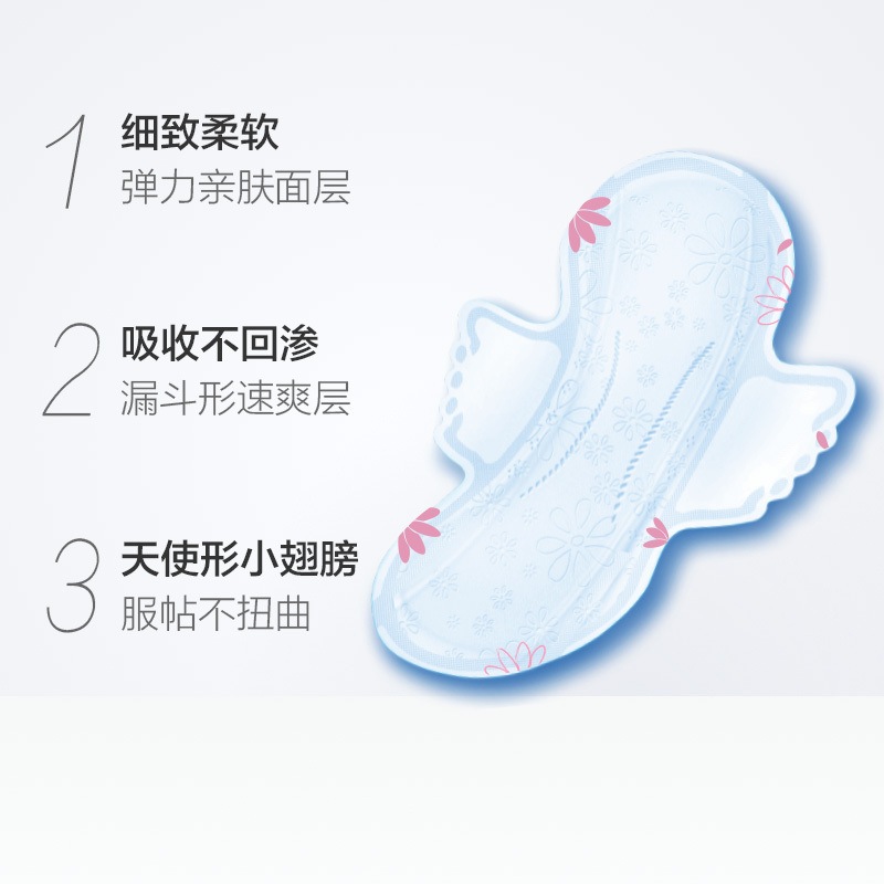 怡丽护垫卫生巾迷你巾绵柔丝薄带护翼180mm日夜用无添加 20片/包