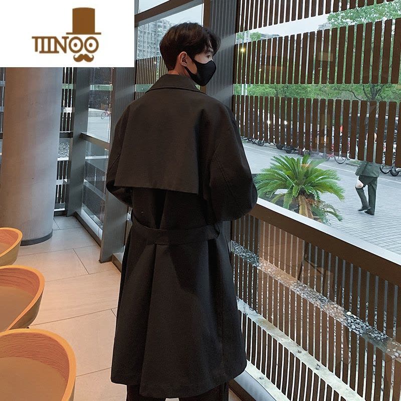 YANXU双排扣风衣外套男薄款2023男生感大衣中长款英伦披风图片