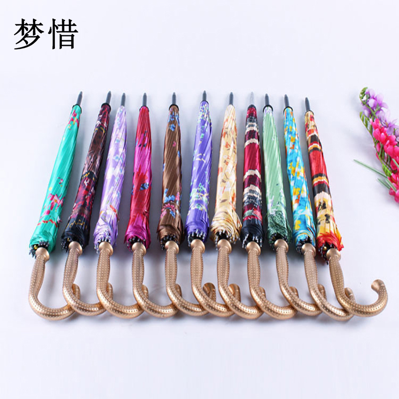 梦惜 半自动铁伞架 色丁布 塑料喷漆直柄雨伞 YF-L2021024/把