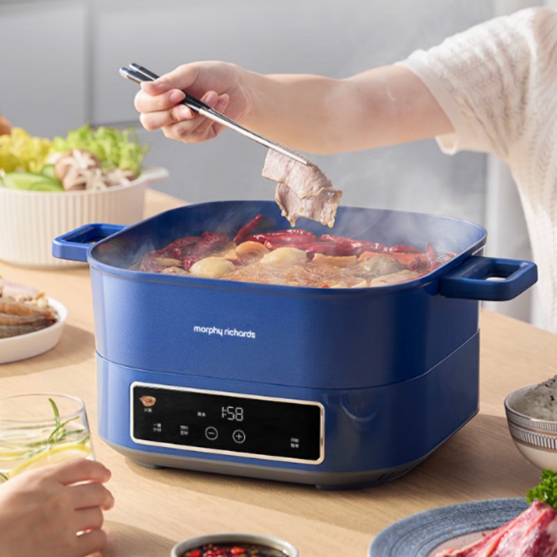 摩飞电器电蒸锅多功能锅家用IH电火锅电煮锅6L大容量蒸炖锅MR8901蓝【单位:台】