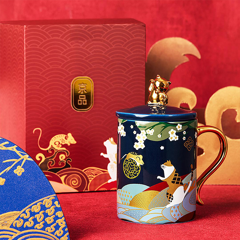 共禾京品 福猫鼠钱马克杯400ml(红色)高清大图